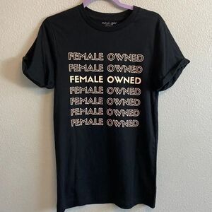 NWOT - Female Owned- black screen tee- Size Small